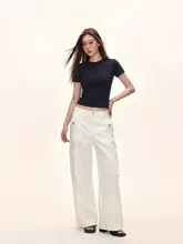 Tシャツ レディース 半袖 クルーネック クロップド アメリカン風 着痩せ インナー 夏
