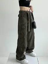 カーゴパンツ 女性 演出服 春秋 ゆったり デザイン感 ワイドレッグ ジーンズ