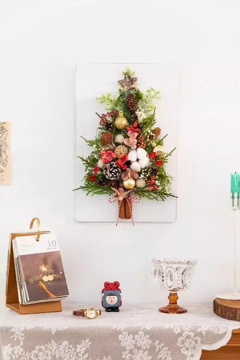 ハーフツリー 壁掛け オーナメント グリーン おしゃれ クリスマス インテリア