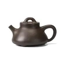 宜兴紫砂製手作り急須【上質な紫砂・灰色・プーアール茶用】