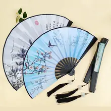 古風デザインの扇子【中国風・舞扇・シルク布・サスペンダー付き】
