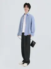 グレーのストレートパンツ【ウエストゴム・フィット・通勤向け】