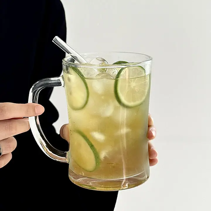 ガラス製の水杯 大容量 夏の冷たい飲み物用 アイスアメリカーノ用 フルーツティー用