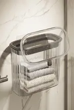 壁掛けバスケット  dirty clothes 収納用バスルーム プラスチック 蓋付き