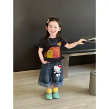 女の子用カートゥーン短袖Tシャツ【夏用・韓国風・プリントデザイン】
