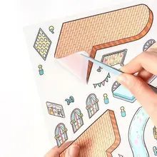 温もりのある大きなサイズのミニチュアハウス3Dシーン手帳用ステッカー【DIY手作りアート】