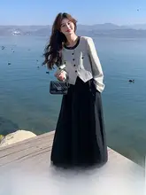 フランス風の上品なロングスカート【春秋ファッション・高級感・二部構成】（セットアップ対応）
