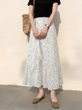 フラワープリント Aラインスカート【夏用・ミディ丈・体型カバー・大きいサイズ対応】（セットアップ対応）