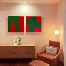 中古 バウハウス風装飾画【多色組み合わせ・小サイズ・アート壁画】