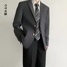 シンプルでスタイリッシュ！グレーのカジュアルスーツジャケット【若者向け・百搭デザイン】