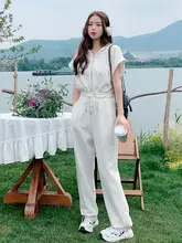 白色のフード付きオールインワン【夏向け・スタイリッシュ・フィット】（セットアップ対応）