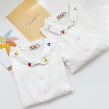 子供用長袖薄手シャツ【コットン・カーディガン・ホワイト・春秋用】