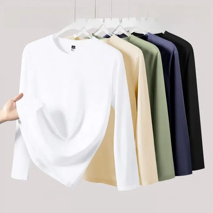 重厚なコットン長袖Tシャツ【メンズ・シンプルデザイン・ゆったりフィット】