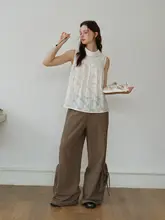 デザインの夏用ワイドパンツ【カジュアルスタイル・レディース】