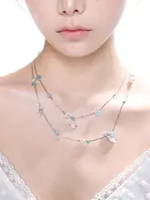 海の宝石モチーフ ネックレス【夏向け・ブルー・満天星デザイン】