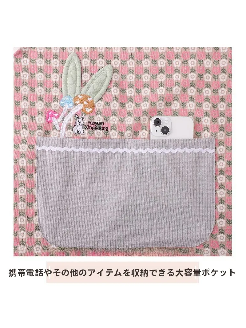 花柄エプロン：通気性と大きなポケットが実用性を高めるコットンリネン製