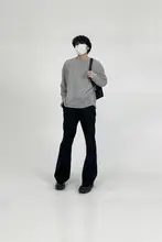 洗練されたデザイン！薄手長袖Tシャツ【カジュアル・ルーズフィット・黒】