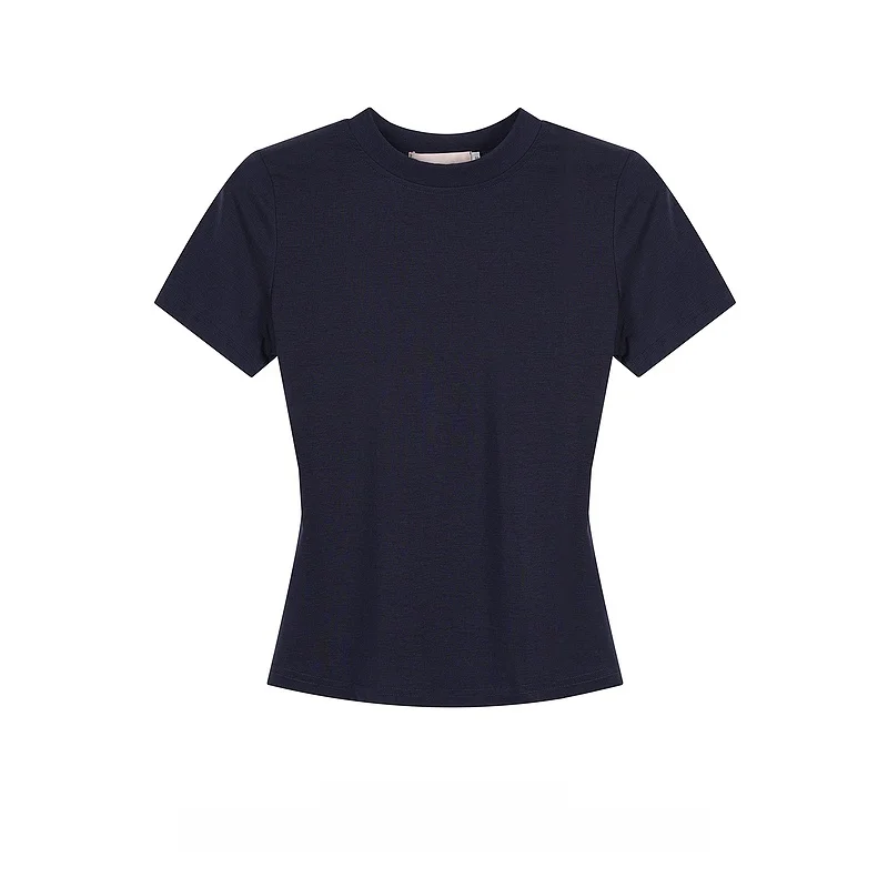 女性用短袖ブラックTシャツ：タイトフィットで夏の日常を快適に