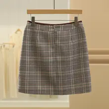 高腰のラメチェック柄タイトスカート【シルエットを引き立てるデザイン・夏用・Aライン】