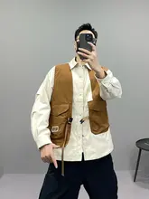 春の新作！偽二重デザイン作業ジャケット【ユニセックス・ゆったりフィット・パッチワークスタイル】（セットアップ対応）