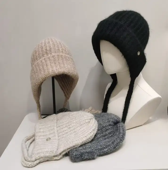 デザイナーウールニット帽【秋冬・耳あて付き・暖かさ重視】