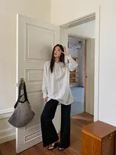 抽绳付きストレートカジュアルパンツ【高腰・スタイルアップ・ブラック】（セットアップ対応）
