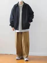 春季用 無地のゆったりストレートワイドパンツ【男女兼用・カジュアル・カーキ色】（セットアップ対応）