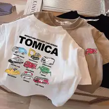 子供用夏用半袖Tシャツ【カー印刷・コットン・カジュアルデザイン】