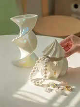 クリーム型デスク収納ボックス【陶器製・インテリア装飾用】