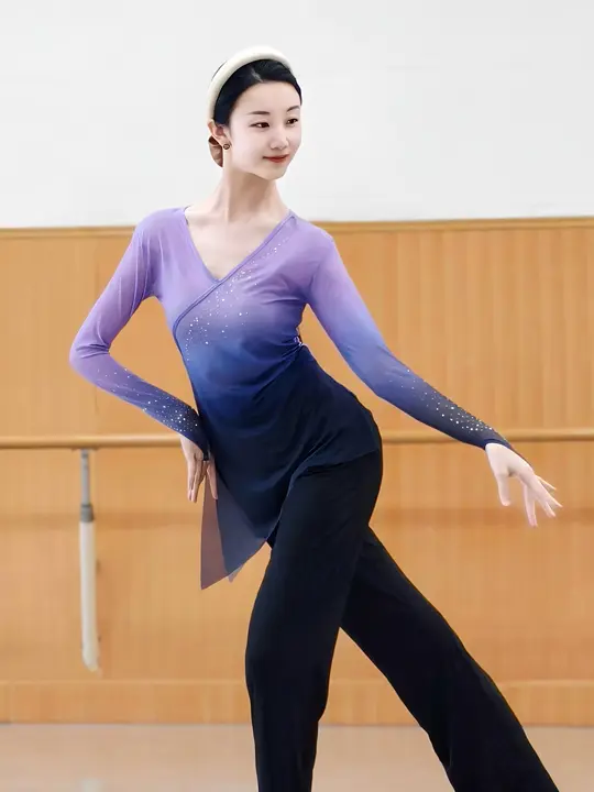 古典舞用グラデーションシフォン練習着【女性用・中国民族舞・現代舞対応】