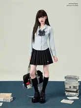 夏用 レディースジャケットシャツ【長袖・ウエストマーク・白色・制服スタイル】（セットアップ対応）