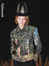 修身デザインのヴィンテージ風ジャケット【フローラルパッチワーク・短丈・男性用】