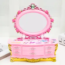 ピンクのプリンセス型鏡音楽ボックス【ジュエリーボックス・子供用・誕生日ギフト】