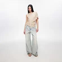 不対称デザインのラッセルウールビスチェ【夏用・スリーブレス・感】