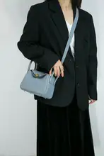 TEAMLADY 本革製 ソフトクッションバッグ【霧がかった青・斜め掛け・女性用・スマホ収納・医療用】