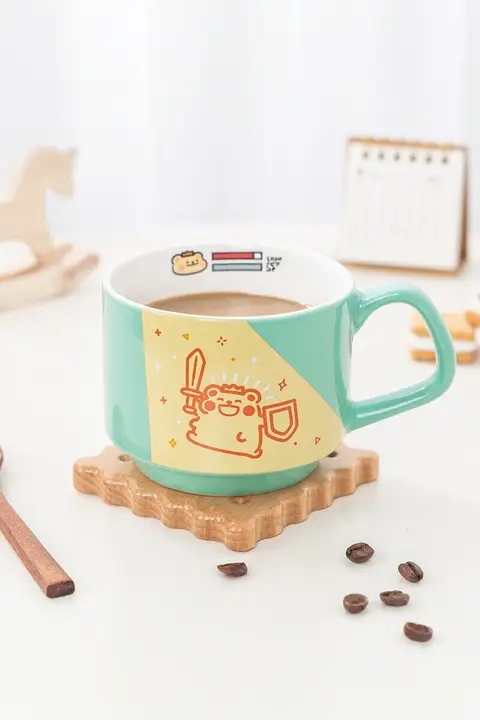 小熊デザインの陶器製マグカップ【カップル用・家庭やオフィスに最適・ギフトにおすすめ】