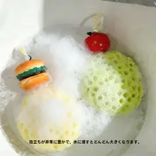 泡立てスポンジ りんご型 メッシュ ほつれにくい もこもこ泡 ボディ洗い 入浴用