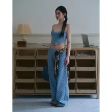 セットアップ 3点セット レディース デニム ジャケット チューブトップ カジュアルパンツ 秋冬「WiLd RLeather」
