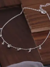 925純銀製 星形フットチェーン【トレンド・タッセルデザイン・アンクレット】