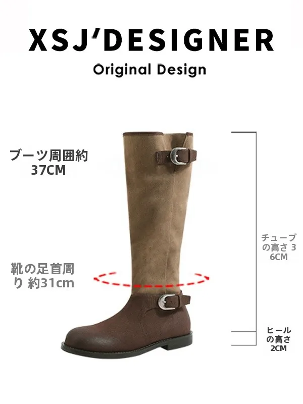 レトロな皺デザインのフラットロングブーツ：英倫風高筒ブーツの実用性と使い分け