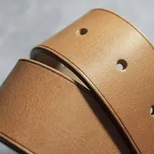 手作りのブラスバックル付きレトロ牛革ベルト【エルムウッドデザイン】