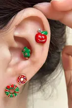 滴釉の可愛いリボンデザインのチタン製イヤリング【耳骨用・ピアス】