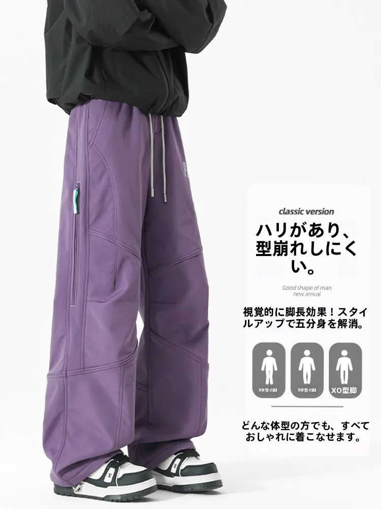 春夏用メンズソフトシェルパンツ：防風・防水・ストレートデザインでハイキングに最適な選択