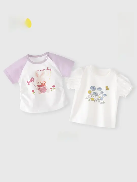 ベビーTシャツ【夏用・コットン・女の子用・短袖・かわいいデザイン】
