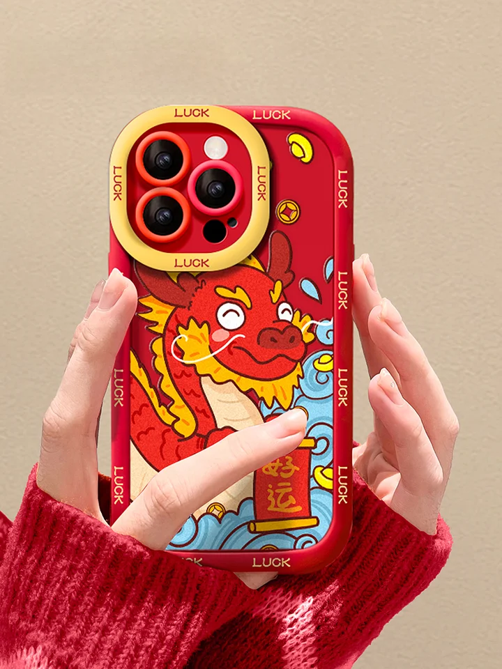 iPhone 15 Pro Max対応 ケース【龍年・赤色・強化素材】