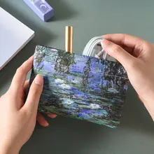 モネ風油絵化粧ポーチ【マチ付き・ポケット付き・ミニサイズ】（セットアップ対応）