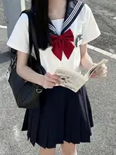 白桃フレーバーのJK制服【ナチュラルな学院風・海軍風セーラー服・半袖】（セットアップ対応）