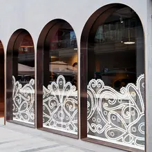 純白の透過レース調窓用フィルム【プライバシー保護・デザートカフェ用アート】