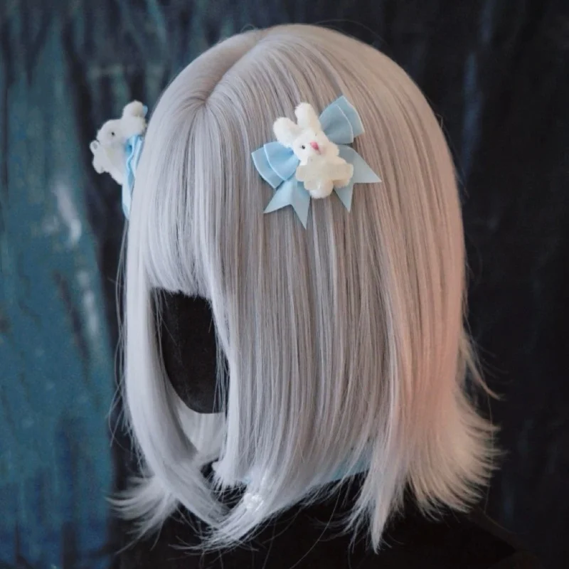 手作りもふもふウサギのリボンヘアクリップ：かわいいデザインで七五三や和装に最適な髪飾り