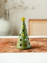 手作り陶器製 クリスマスツリーキャンドルホルダー【インテリア用・クリエイティブデザイン】